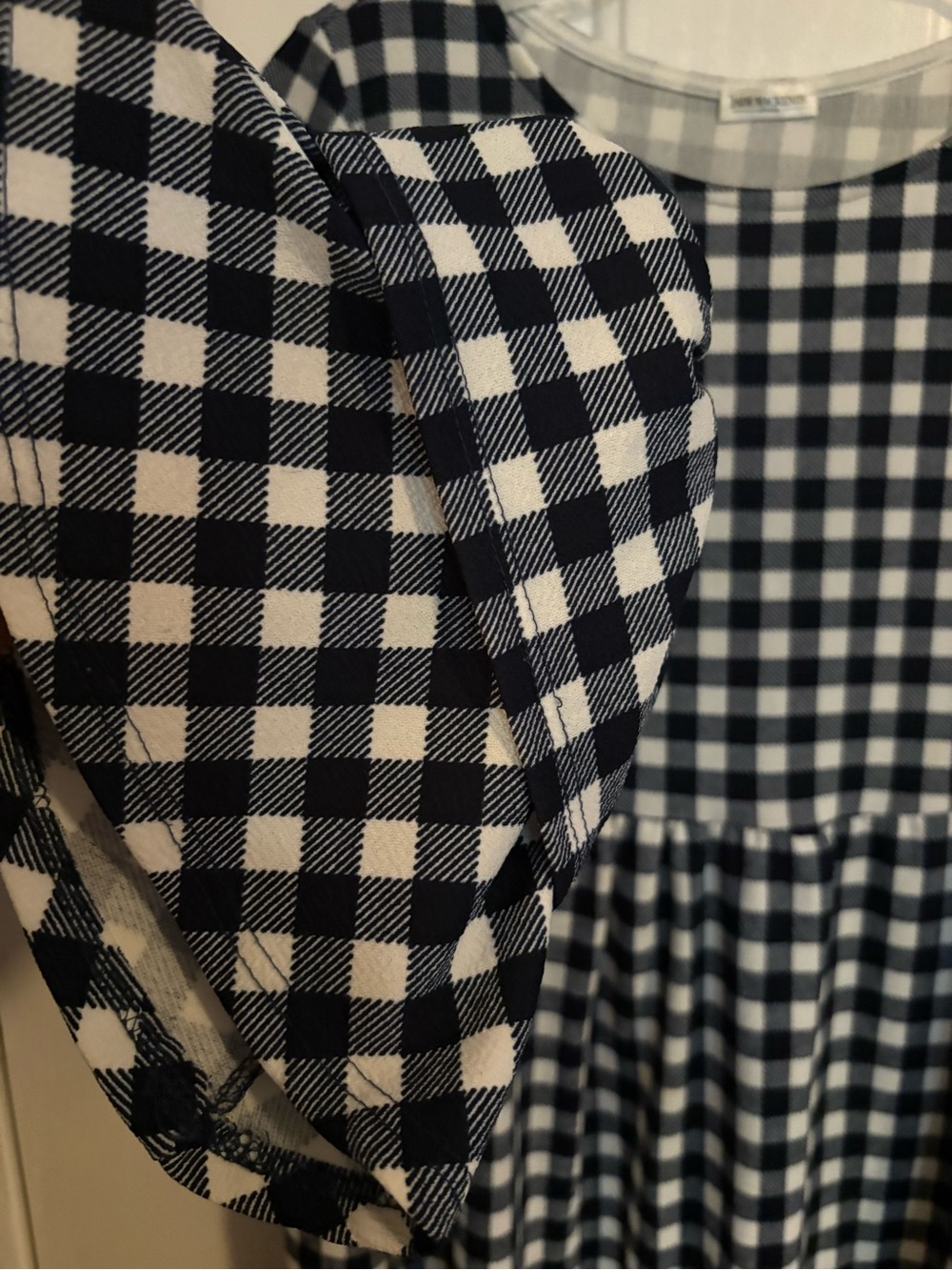 Navy and White Gingham Peplum Dress - Picture 5 of 10
